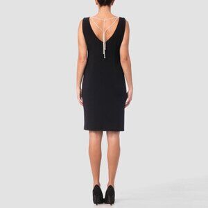 JOSEPH RIBKOFF dress sheath black lbd 10 jewel chain formal cocktail party